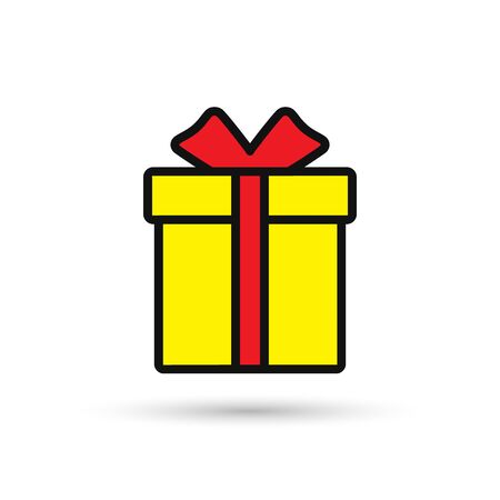 Gift box color icon, Vector isolated outline simple symbol.のイラスト素材
