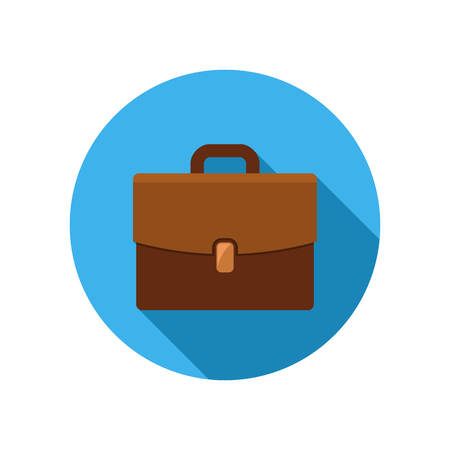 Briefcase Vector Icon in circle with long shadow.のイラスト素材