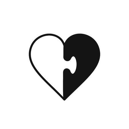 Heart jigsaw icon, heart puzzle symbol, vector illustration.のイラスト素材