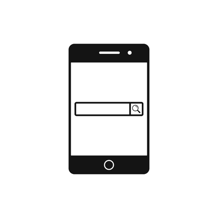 Mobile phone with browser window icon. Search field in smartphone monitor. Vector.のイラスト素材