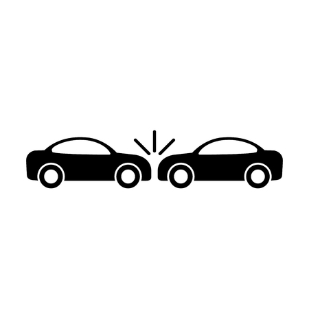 Car crash icon, vector isolated simple illustration. Side view.のイラスト素材