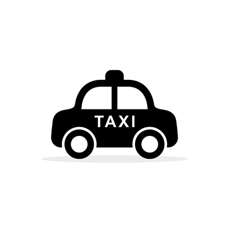 Taxi icon. Vector isolated simple taxi cab symbol in flat design. Side view illustration.のイラスト素材