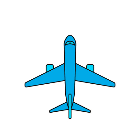 Airplane flat color icon. View from above on white background.のイラスト素材