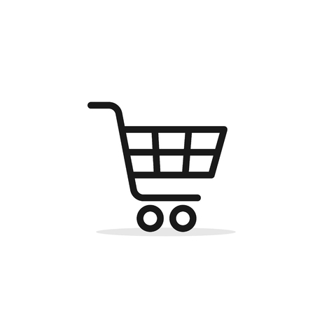 Shopping cart icon on white background vector illustration.のイラスト素材
