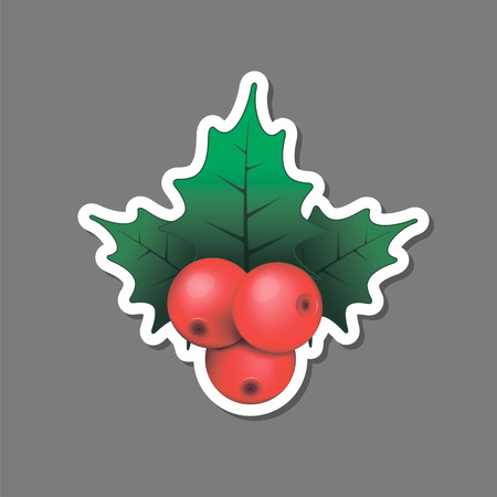 Christmas Holly berry sticker. Vector isolated illustration.のイラスト素材
