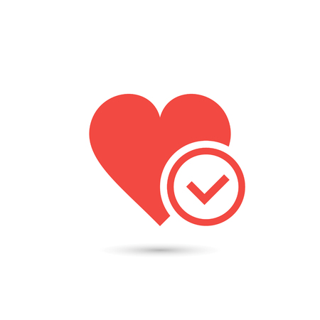 Heart with yes check mark. Vector simple illustration.のイラスト素材