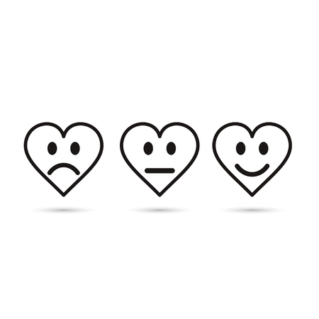 Heart emoticon evaluation line icon, feedback symbol, heart with different mood. Vector illustration.のイラスト素材