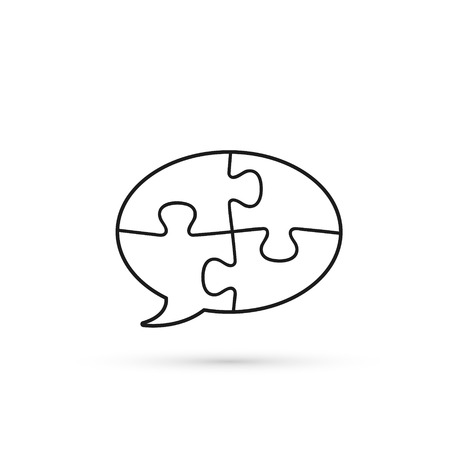 Puzzle Speech Bubble line icon, vector isolated outline flat illustrationのイラスト素材