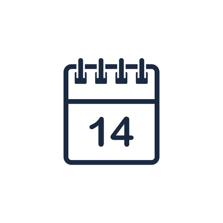 Calendar line Icon Velentines Day 14 february, Vector isolated flat design calendar outline sheetのイラスト素材