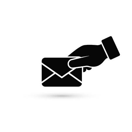 Hand Holding Envelope Icon, Vector flat design illustrationのイラスト素材