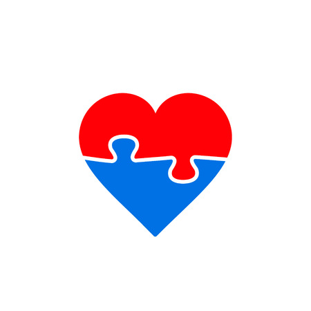 Heart Puzzle Icon. Vector isolated flat design illustration.のイラスト素材