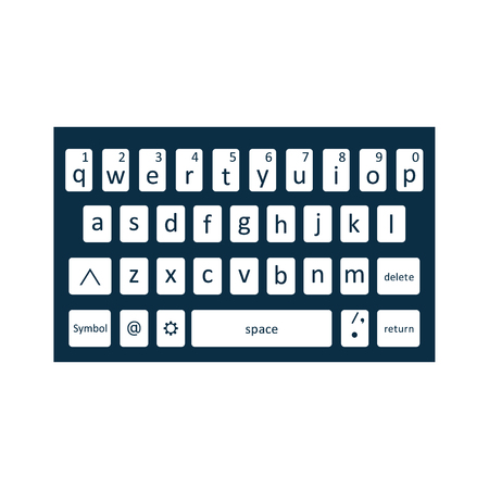 Keyboard of smartphone, alphabet buttons. Vector isolated fat style illustration.のイラスト素材