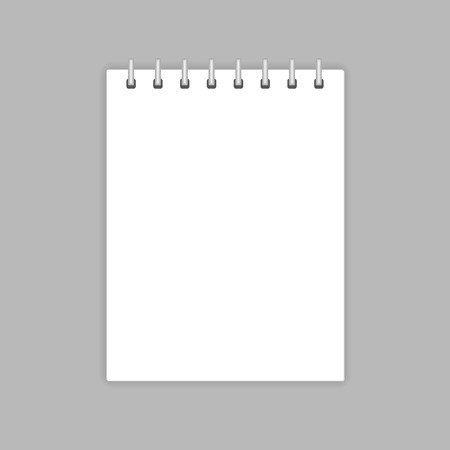 Blank realistic spiral notepad notebook isolated on grey, vector illustration.のイラスト素材