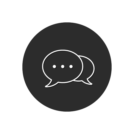 Speech bubble icon isolated on black circle. Vector chat button.のイラスト素材