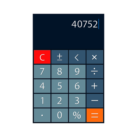 Smartphone calculator app vector isolated realistic illustration.のイラスト素材