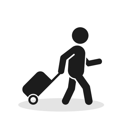 Passenger With Rolling Bag Icon. Vector isolated minimal symbol.のイラスト素材