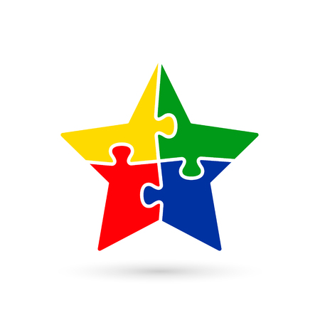 Puzzle Star Color Icon. Vector Isolated Illustration.のイラスト素材