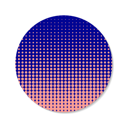 Dotted Round Cover Pink and Blue isolated on white. Vector Halftone Circle Poster or Business Card in Pop Art Style.のイラスト素材