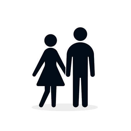 Man holds woman by the hand icon, Vector isolated simple illustration.のイラスト素材