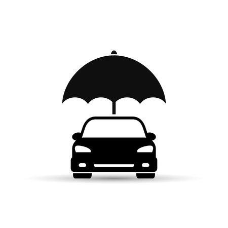 Insurance of car icon, umbrella and car illustration. Vector.のイラスト素材