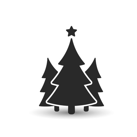 Fir tree icon. Three spruce vector illustration on white background.のイラスト素材