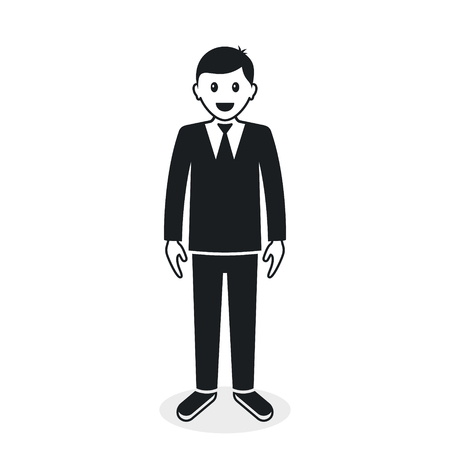 Funny cartoon businessman, man of full height, Vector isolated illustration.のイラスト素材