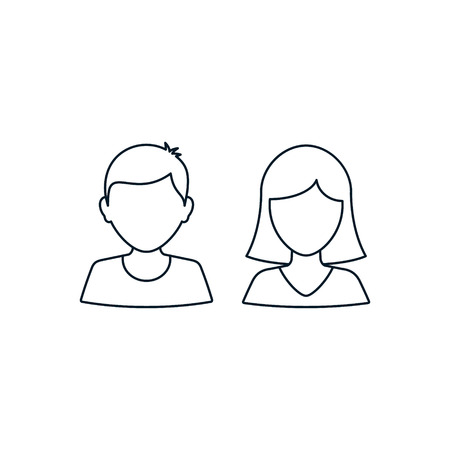 Man and woman user outline icon avatar profile vector silhouette male and female line symbol.のイラスト素材