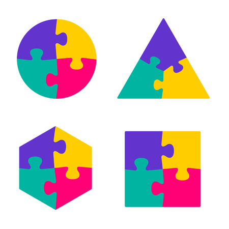 Puzzle icons set, vector isolated color illustration, for your design.のイラスト素材
