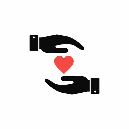 Heart in hands icon. Vector isolated illustration.のイラスト素材