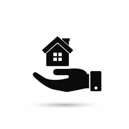 House in hand icon, vector isolated illustration.のイラスト素材