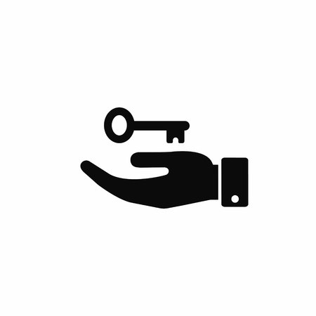 Hand with key icon, vector isolated illustration.のイラスト素材