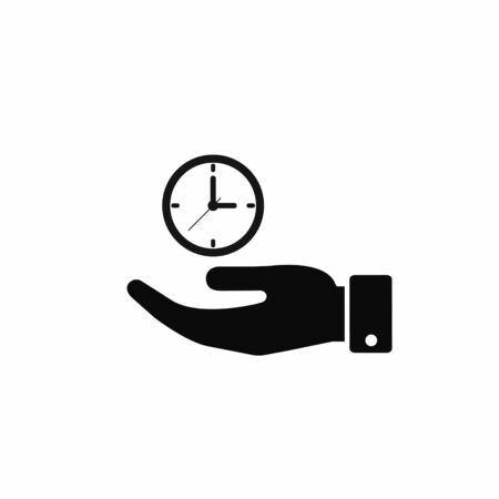 Hand holding a clock. Vector isolated time economy illustration.のイラスト素材