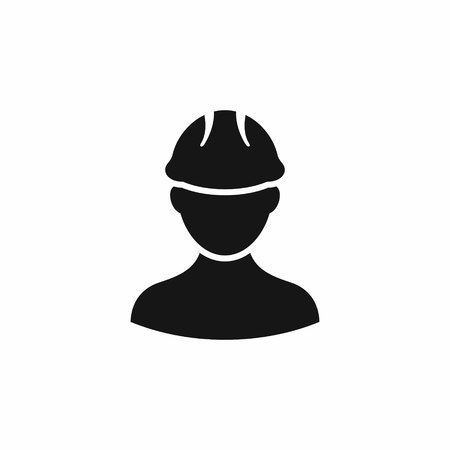 Builder flat vector icon. Builder black icon in flat style for web design.のイラスト素材