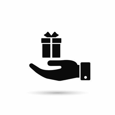 Hand hold gift box icon. Vector isolated illustration.のイラスト素材
