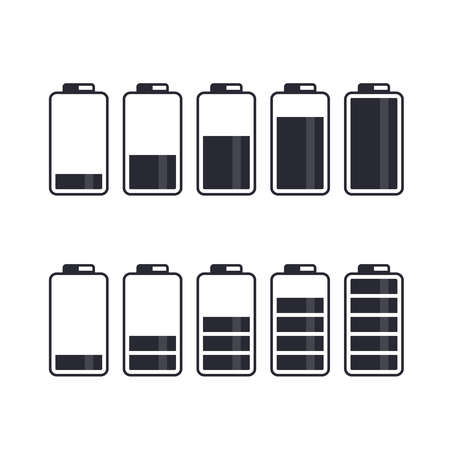 Battery Icon Set. Vector battery energy isolated symbol collection.のイラスト素材
