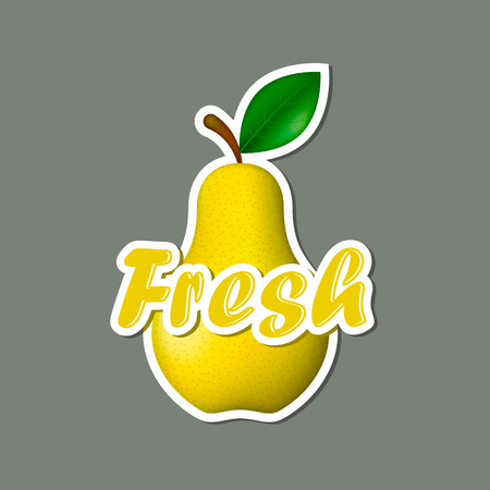 Fresh Pear Advertising Sticker. Vector isolated illustration.のイラスト素材