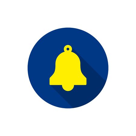 Bell flat icon with long shadow on circle blue backgroundのイラスト素材