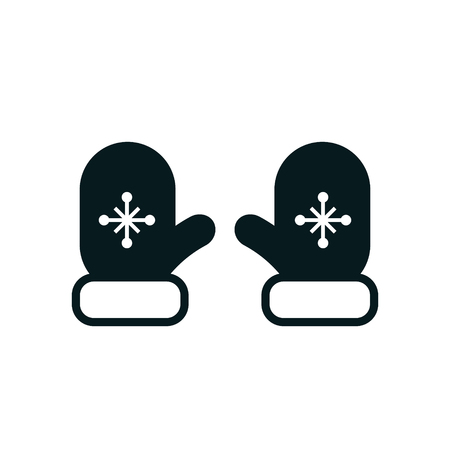 Mittens icon vector illustration. Winter mittens with snowflake element. Simple flat illustration.のイラスト素材
