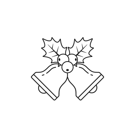 Holly Berry On Bells Christmas Line Iconのイラスト素材