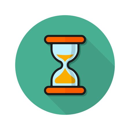 Sand clock flat modern vector icon on green round background.のイラスト素材