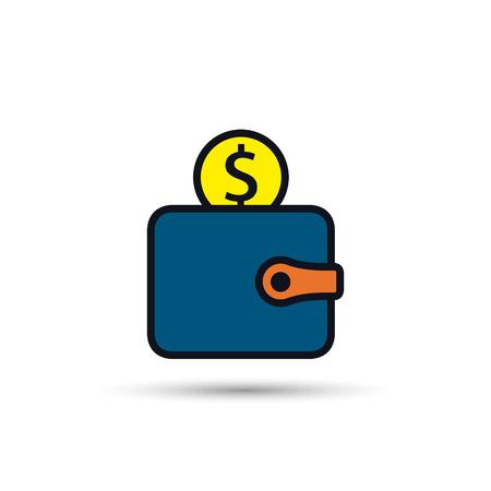 Wallet with coin colored icon vector illustrationのイラスト素材