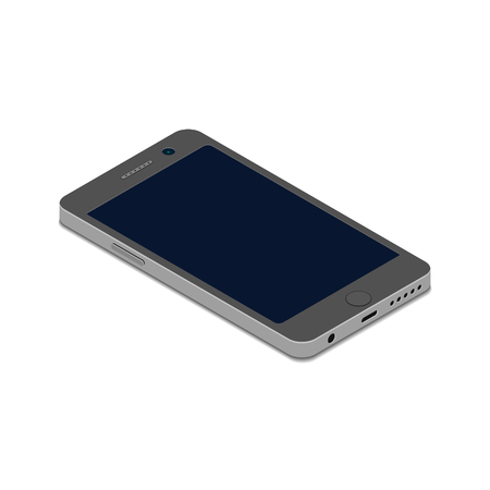 Smartphone isometric Vector 3d Flat illustration. Modern Mobile phone isolated on white.のイラスト素材