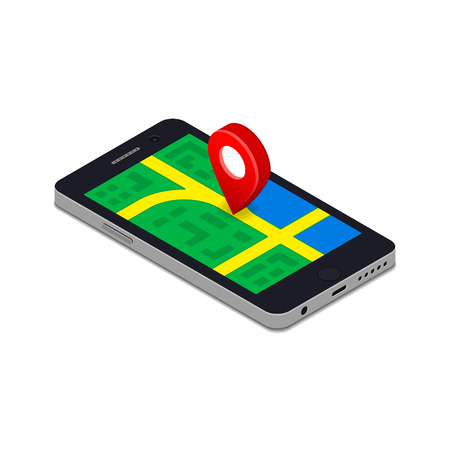 3d isometric mobile GPS navigation concept, vector isolated illustration.のイラスト素材