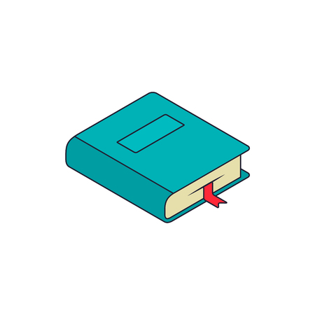 Isometric book, isolated on white. Vector flat color symbol.のイラスト素材