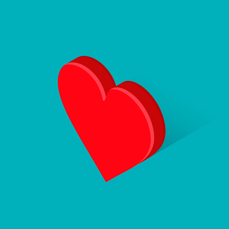 Heart isometric red icon. Vector isolated love and health symbol.のイラスト素材