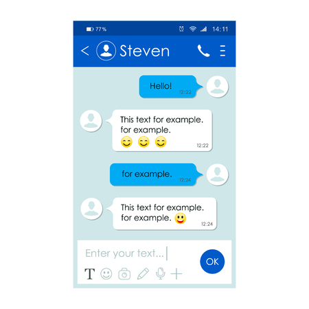 Social network Messenger concept frame, Vector isolated template illustration.のイラスト素材