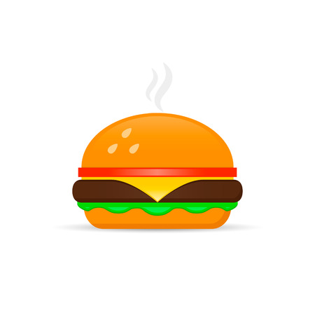 Hamburger icon, Burger Fast Food flat illustration. Vector.のイラスト素材