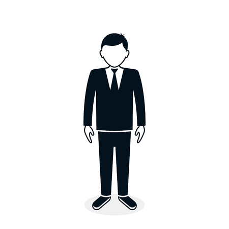 Businessman icon in suit full height. Isolated vector on white. Standing Person. Front view man. Vector.のイラスト素材