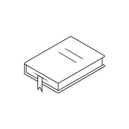 Book icon isometric, flat line symbol isolated on white background.のイラスト素材