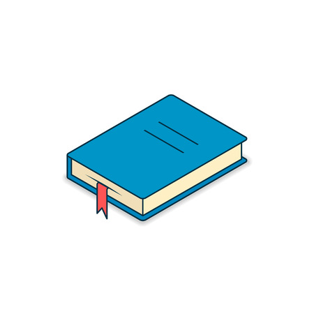 Book icon isometric, flat blue symbol isolated on white background.のイラスト素材